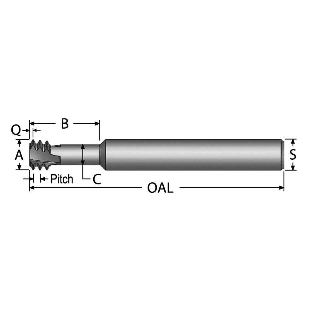 Scientific Cutting Tools TMLR6-1MMA Helical Flute Thread Mill: M6x1, Internal, 3 Flute, 0.2500" Shank Dia, Solid Carbide