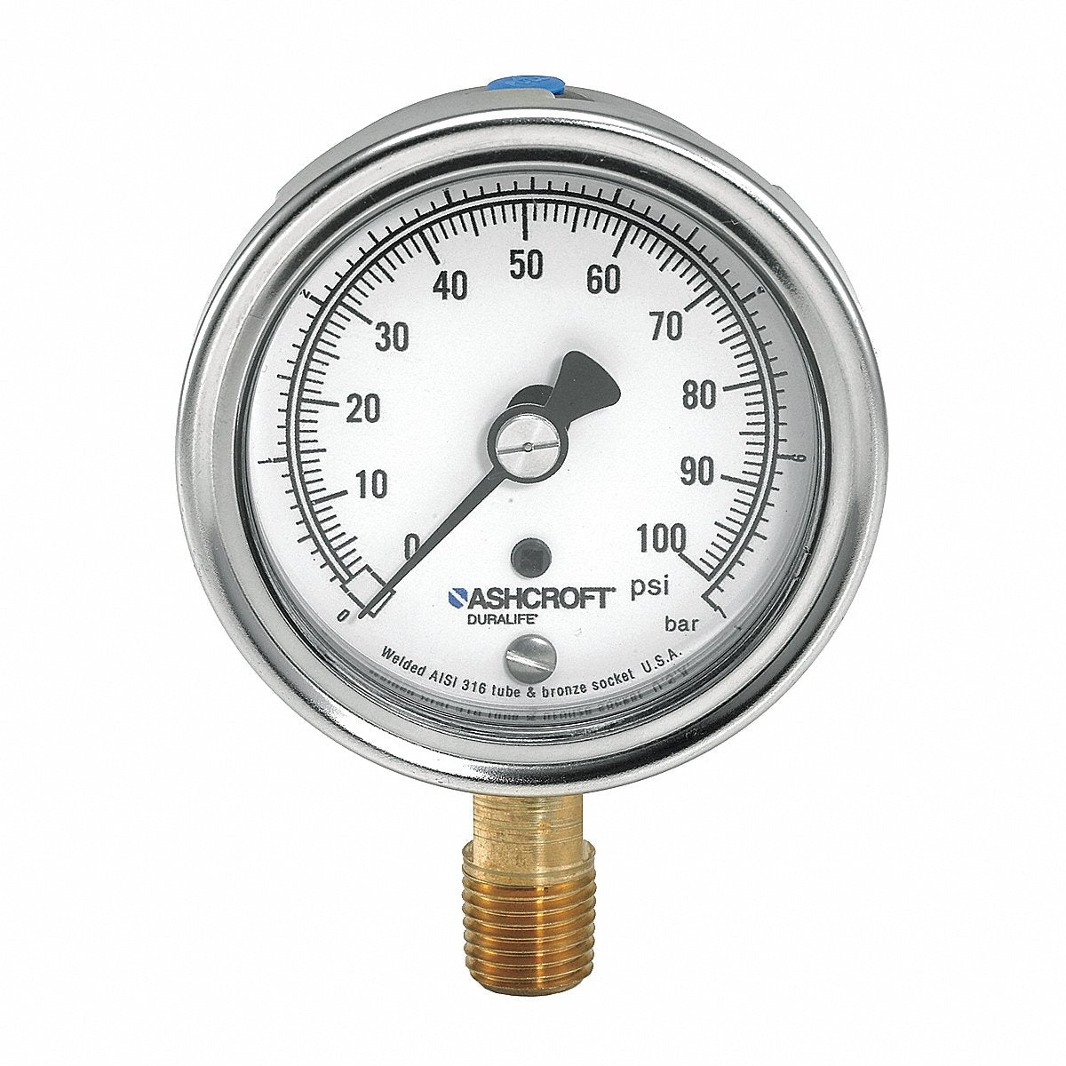 Ashcroft Gauge, Pressure, 0 To 400 Psi, 1.5 Percent (251009AWL02L400#)