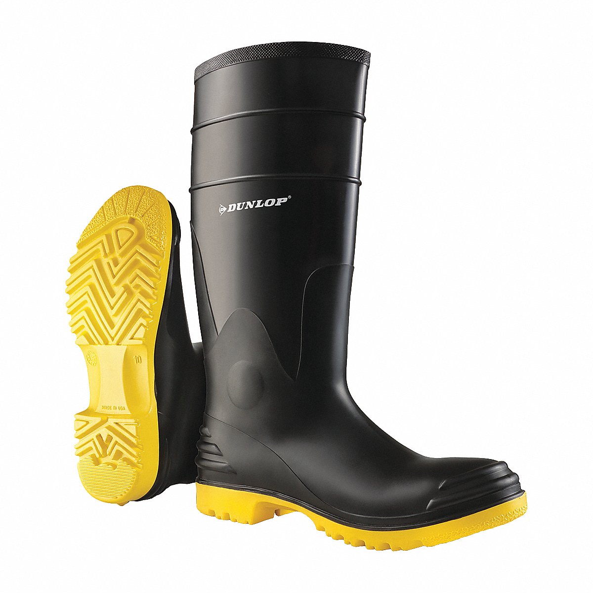 Dunlop Rubber Boot, Men'S, 9, Knee, Black, Pr (8680200)