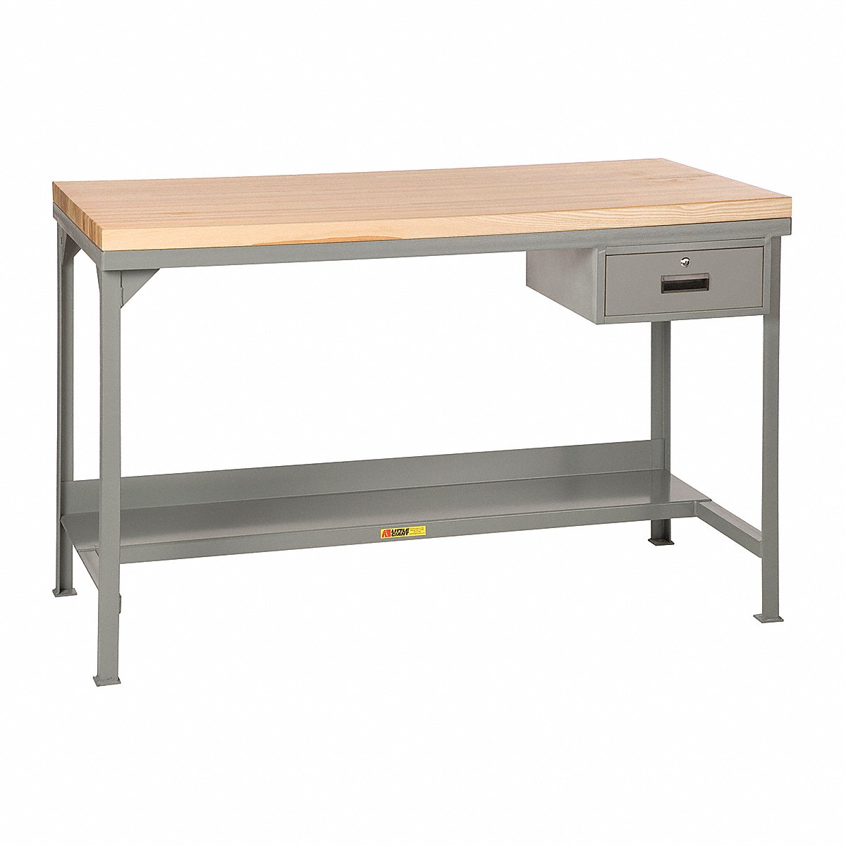 Little Giant Industrial Workbench with Drawer, Butcher Block Top, 60" W x 30" D (WSJ2-3060-36-DR)