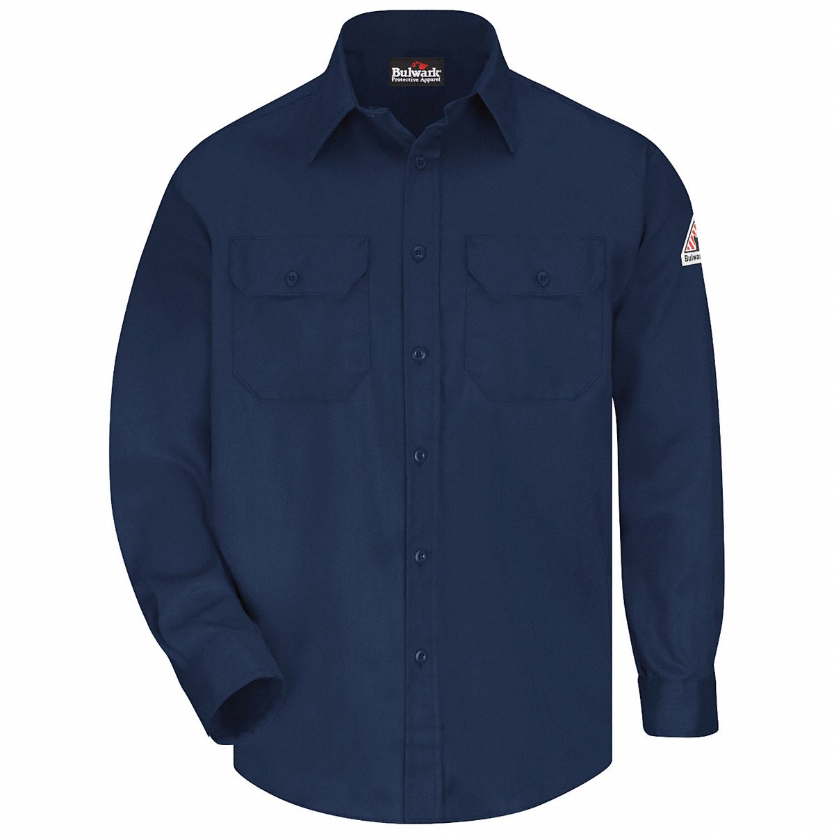 Bulwark FR Button-Front Long Sleeve Shirt, Navy, Large Tall (SLU8NV LN L)