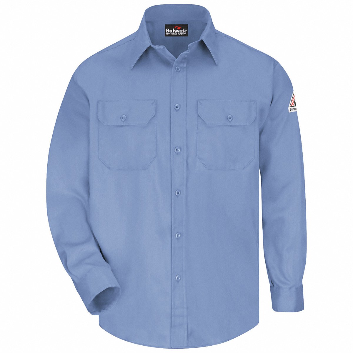 Bulwark FR Button-Front Long Sleeve Shirt, Light Blue, Large (SLU8LB RG L)