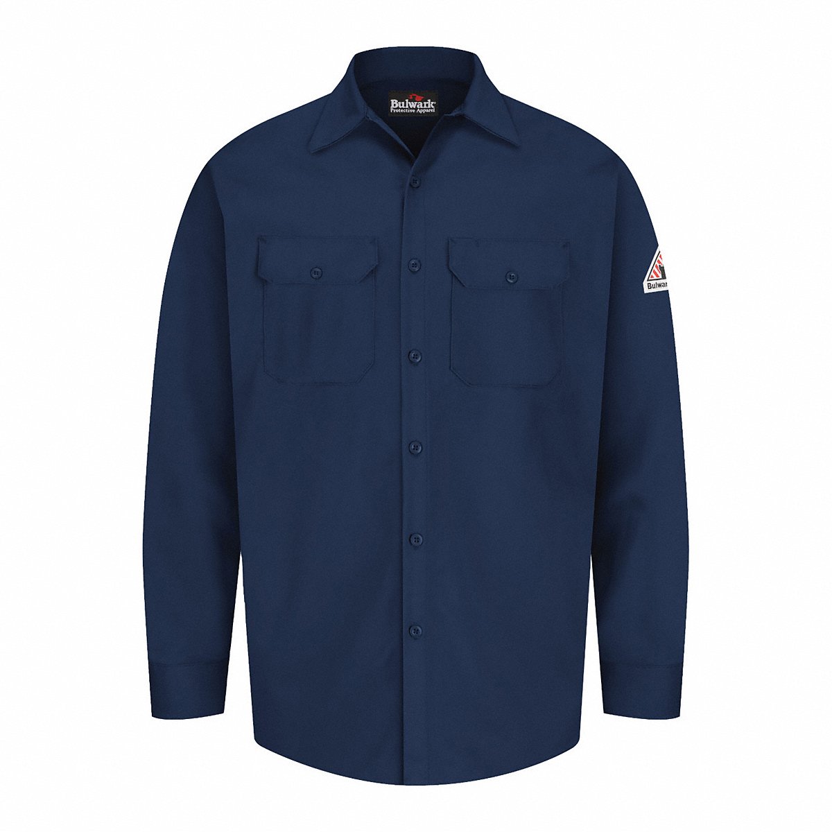 Bulwark FR Button-Front Long Sleeve Shirt, Navy, Large (SEW2NV RG L)