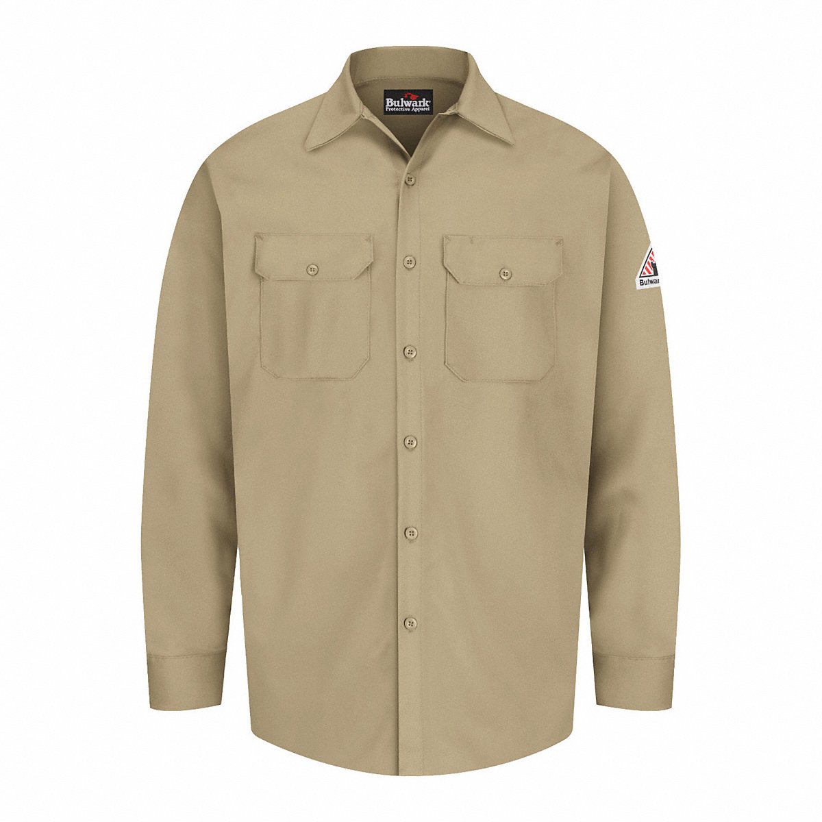 Bulwark FR Button-Front Long Sleeve Shirt, Khaki, Medium (SEW2KH RG M)