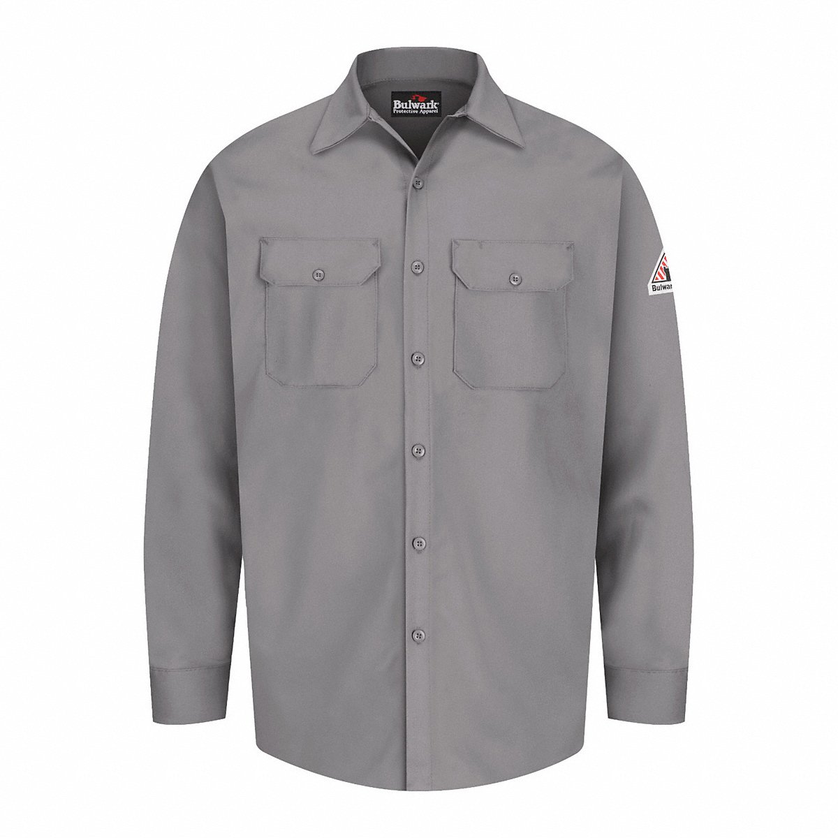 Bulwark FR Button-Front Long Sleeve Shirt, Gray, Small (SEW2SY RG S)