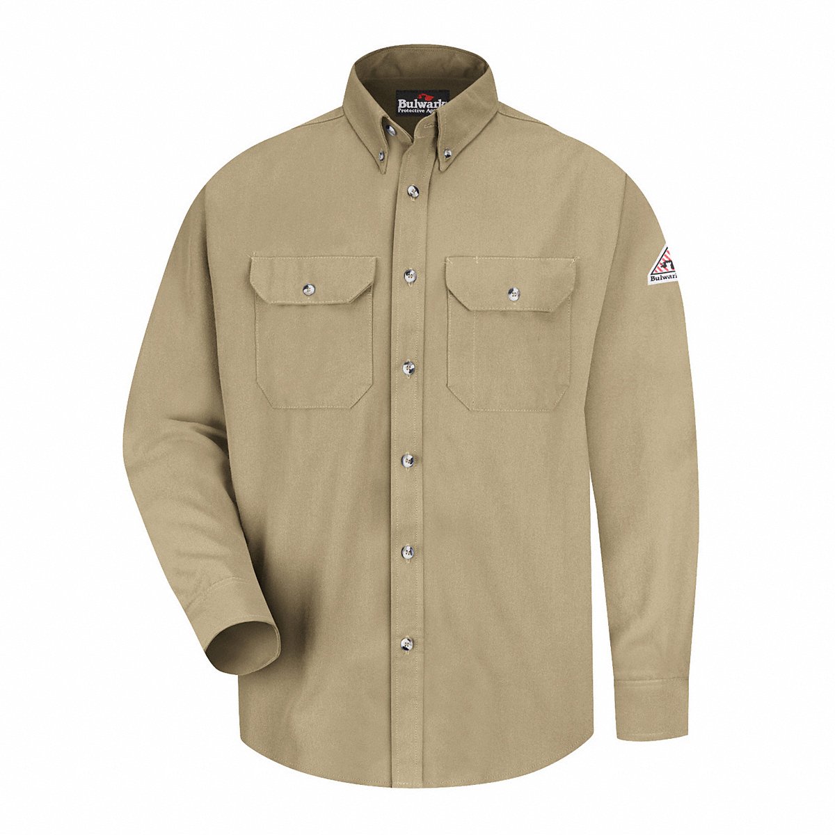 Bulwark FR Button-Front Long Sleeve Shirt, Khaki, Small (SMU2KH RG S)