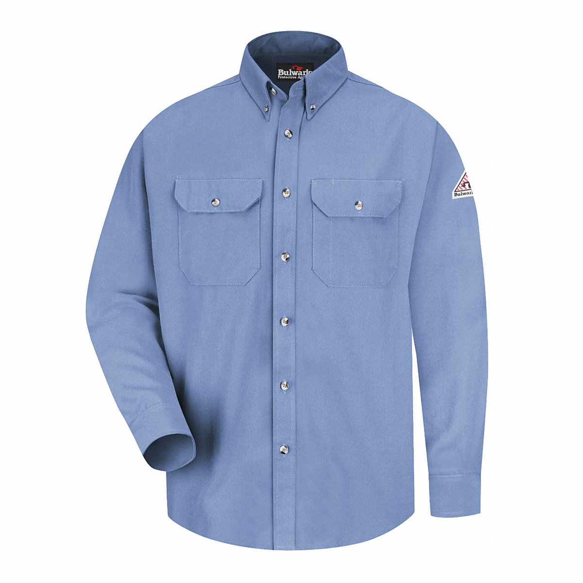 Bulwark FR Button-Front Long Sleeve Shirt, Light Blue, X-Large Tall (SMU2LB LN XL)