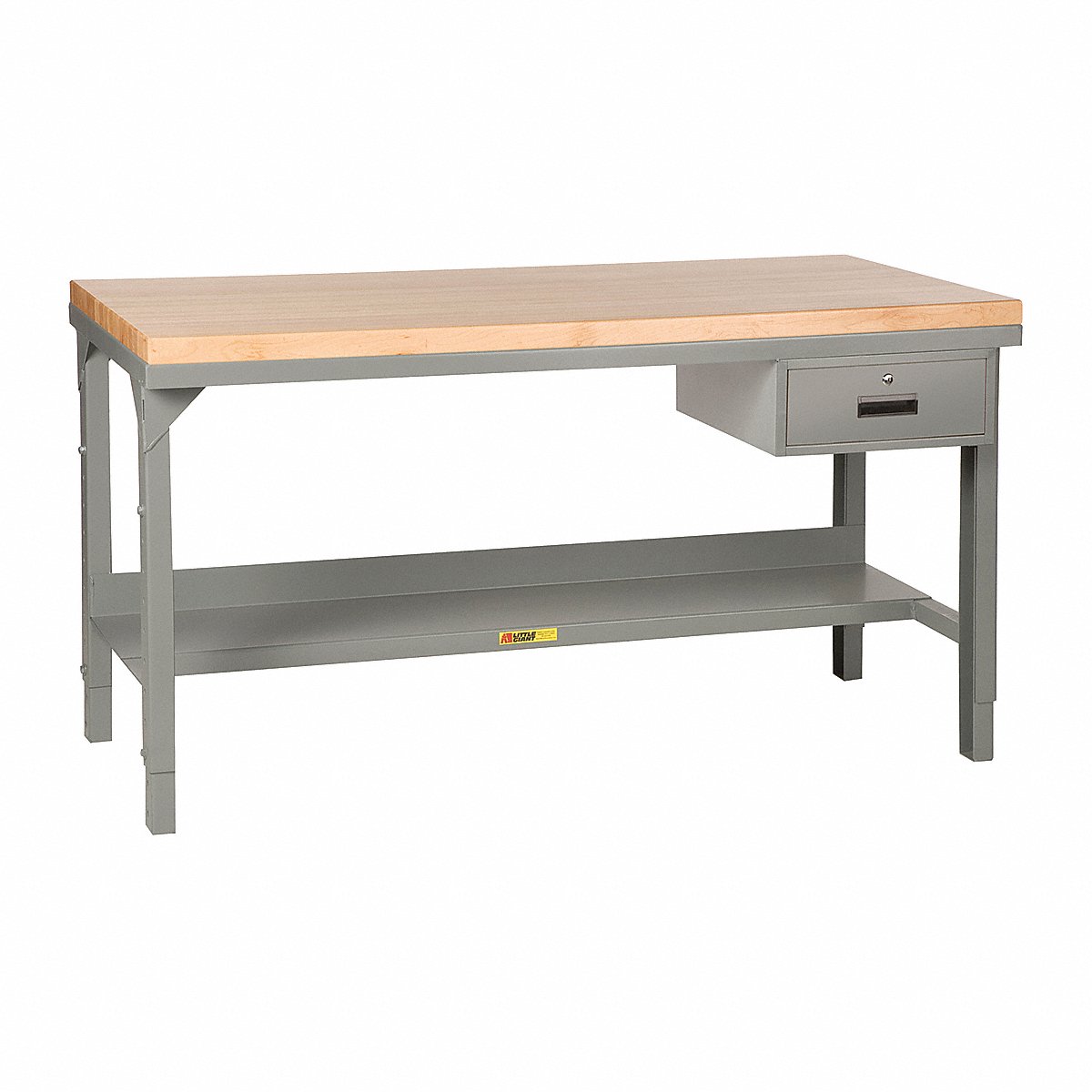 Little Giant Adjustable-Height Workbench with Drawer, Butcher Block Top, 48" W x 30" D (WSJ2-3048-AH-DR)