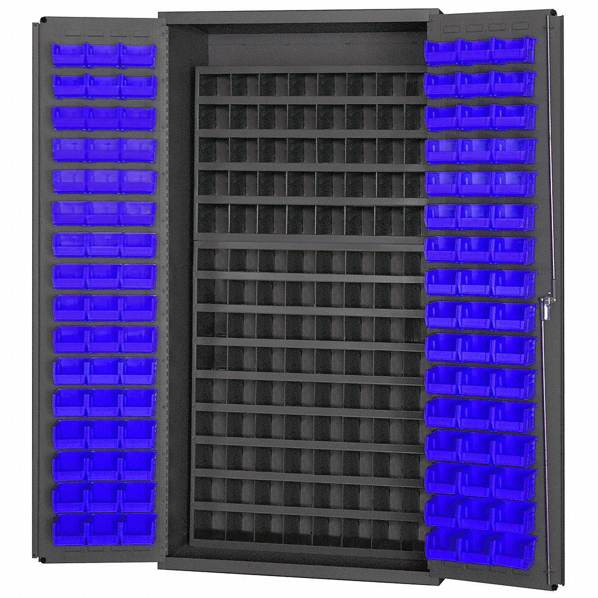 Durham Mfg Bin Cabinet, Blue Bins, Gray Cabinet (3501-DLP-72/40B-96-5295)