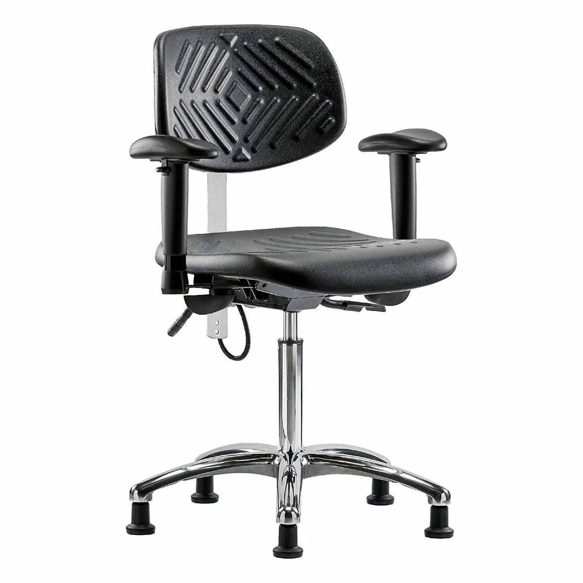 E Com Seating Poly Esd Chair, Med, Tilt, Arms, Glides (BR-ESD-PMBCH-CR-T1-A1-NF-EG)