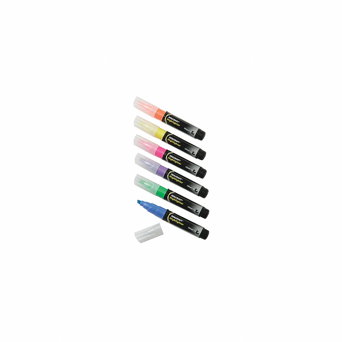 AbilityOne - 7520013837943 - Large Fluorescent Highlighter - Yellow, Pink, Blue, Green, Purple & Orange Ink - 6 units