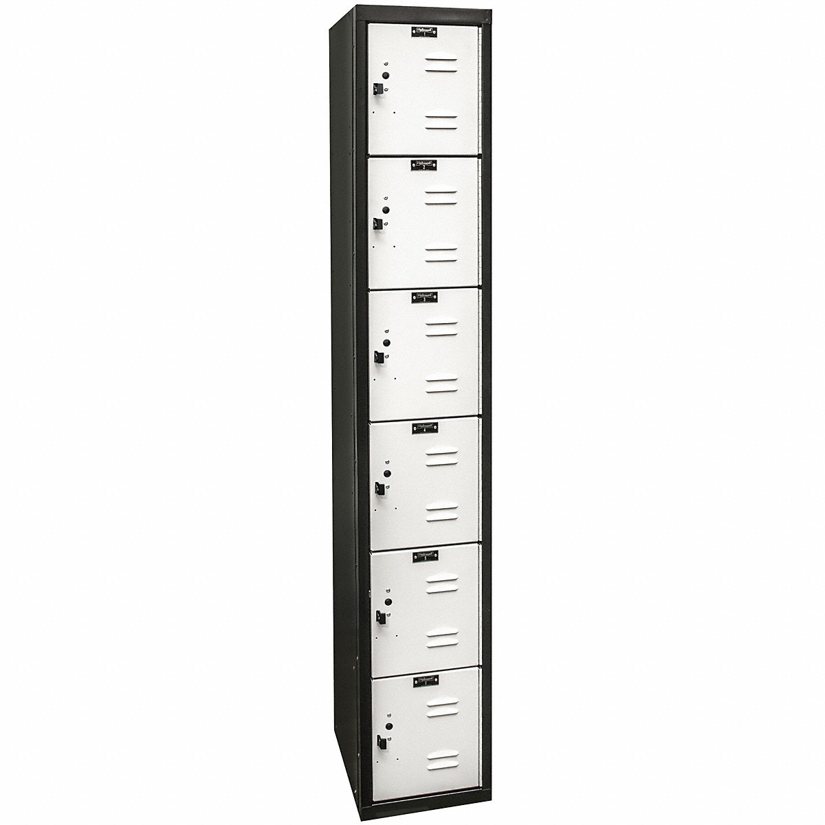 Hallowell Locker, 6 x 1 Configuration, Light Gray and Black Finish, 72 x 12 x 18 in, Unassembled (U1282-6MP)