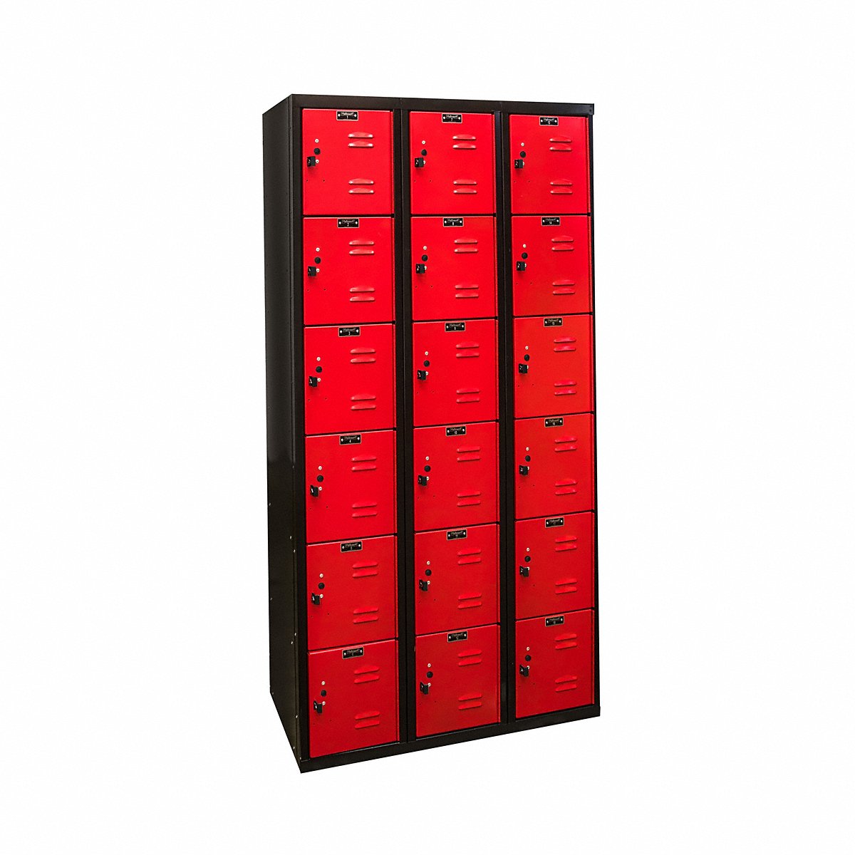 Hallowell Locker, 6 x 3 Configuration, Red and Black Finish, 72 x 36 x 18 in, Assembled (U3282-6A-MR)