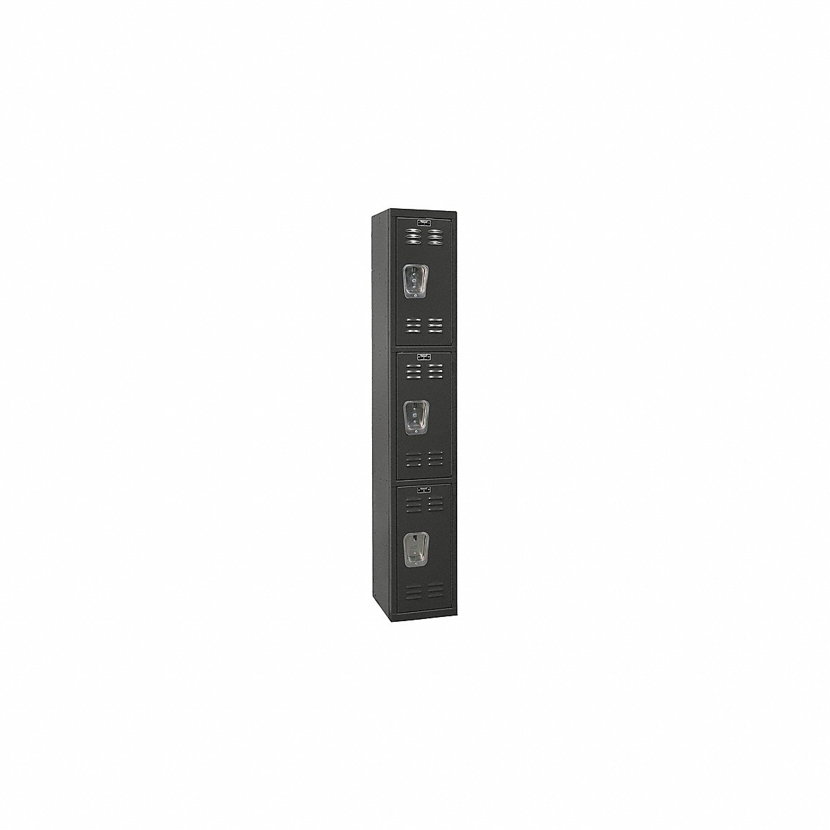 Hallowell Locker, 3 Tier x 1 Wide, Black, 72 in x 12 in x 18 in, Assembled (U1282-3A-ME)