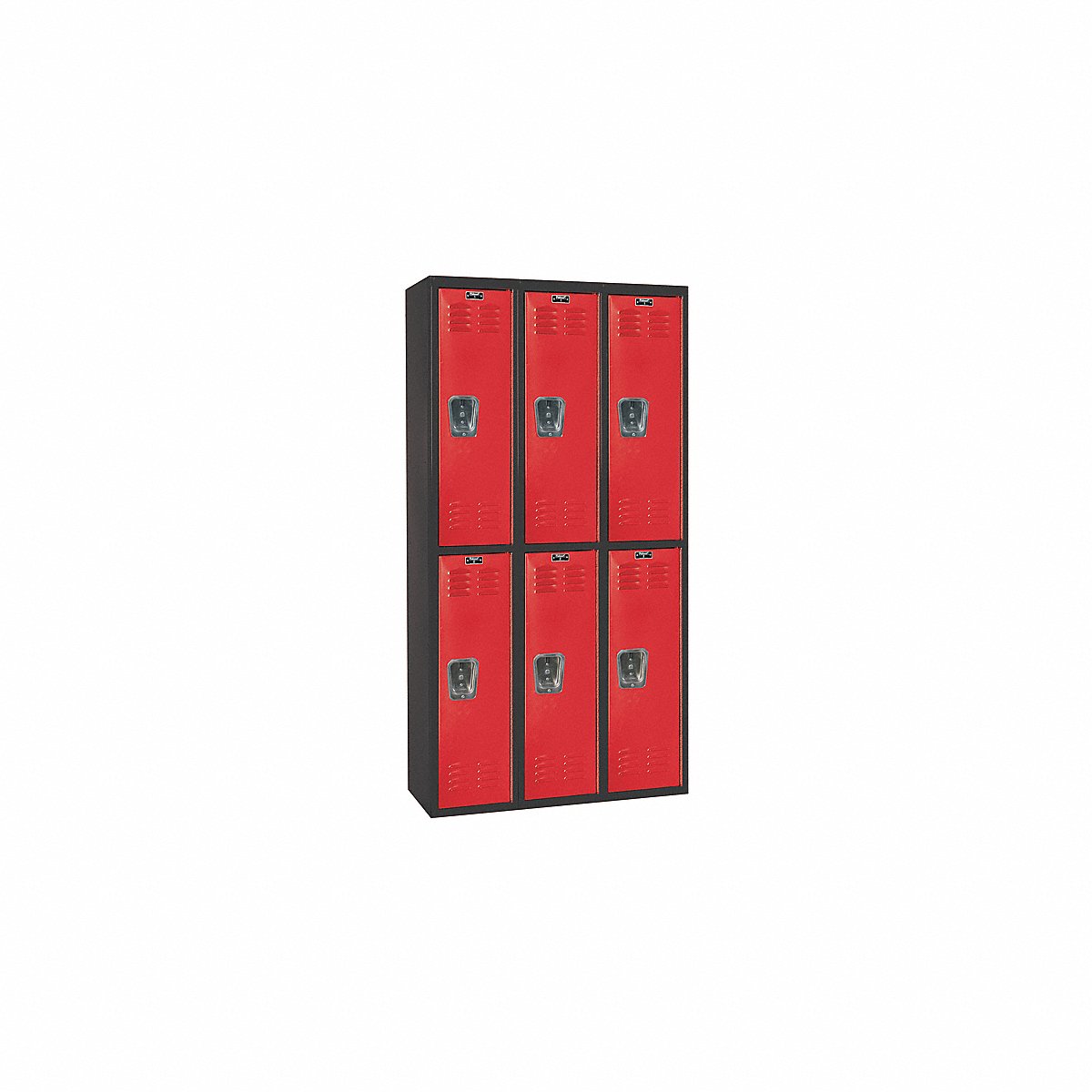 Hallowell Locker, 2 x 3 Configuration, Red and Black Finish, 72 x 36 x 18 in, Unassembled (U3282-2MR)