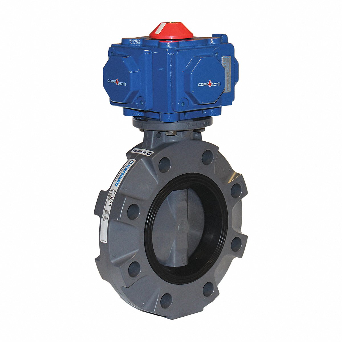 Hayward Butterfly Valve, PVC, FPM Seat, 3 in, Pneumatic Spring Return (PCSBYV113VA9)