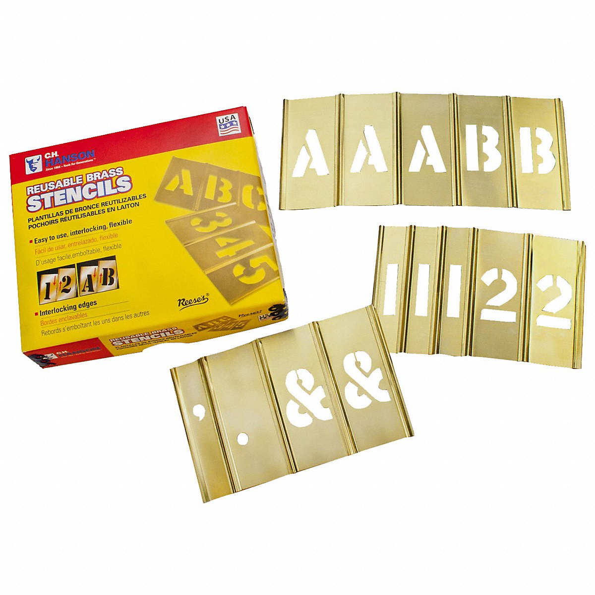 C.H. Hanson 4 Inch Stencil Let. & Num. 92 Pc Set, 4 in (10154)