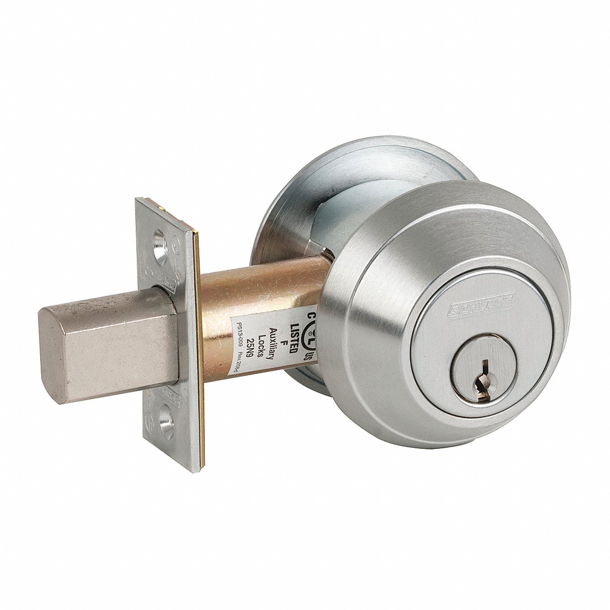 Schlage 2-Cyl Deadbolt, Standard, Satinchrome, C123 (B662P 626 C123)