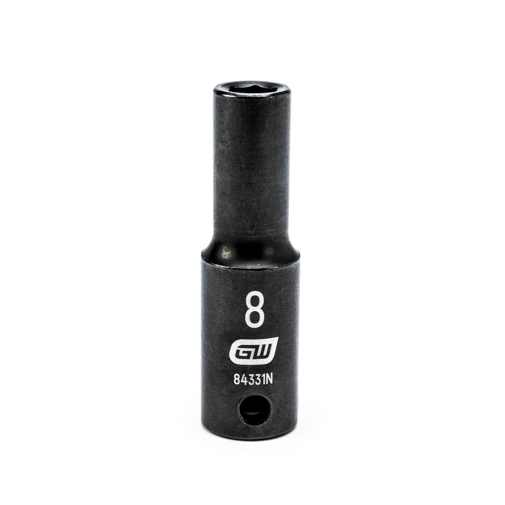 GEARWRENCH 84331N Impact Socket: 3/8" Drive, 8 mm Socket, Hex Drive