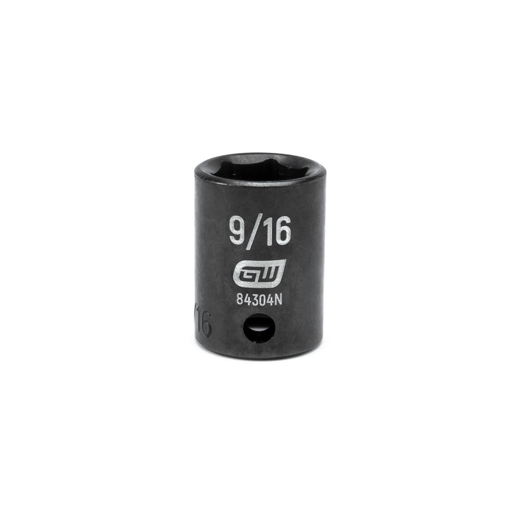 GEARWRENCH 84304N Impact Socket: 3/8" Drive, 9/16" Socket, Hex Drive