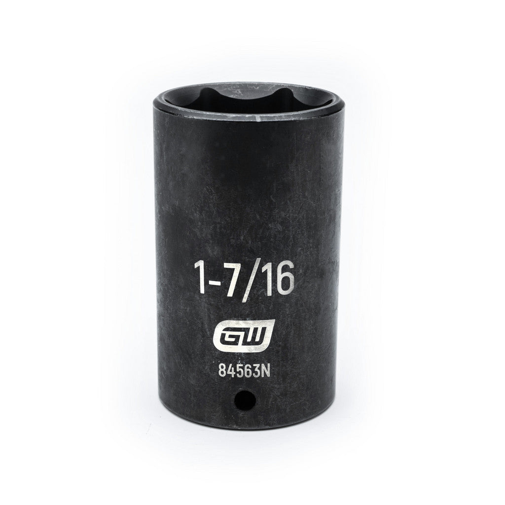 GEARWRENCH 84563N Impact Socket: 1/2" Drive, 1-7/16" Socket, Hex Drive