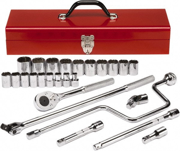 Proto J54124A Socket Set: Standard, 26 Pc, 1/2" Drive, 3/8 to 1-1/4"