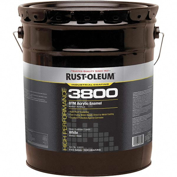 Rust-Oleum 316531 ROCAcrylic 3800 Direct-to-Metal Acrylic Enamel, White, Gloss, 5 Gallon