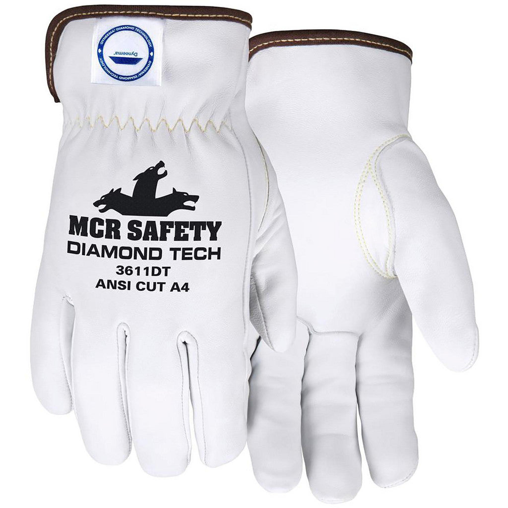 MCR Safety 3611DTL Cut, Puncture & Abrasion-Resistant Gloves: MCR Safety 3611DT, Size Large, ANSI Cut A4, ANSI Puncture 3, Dyneema Lined, Goatskin