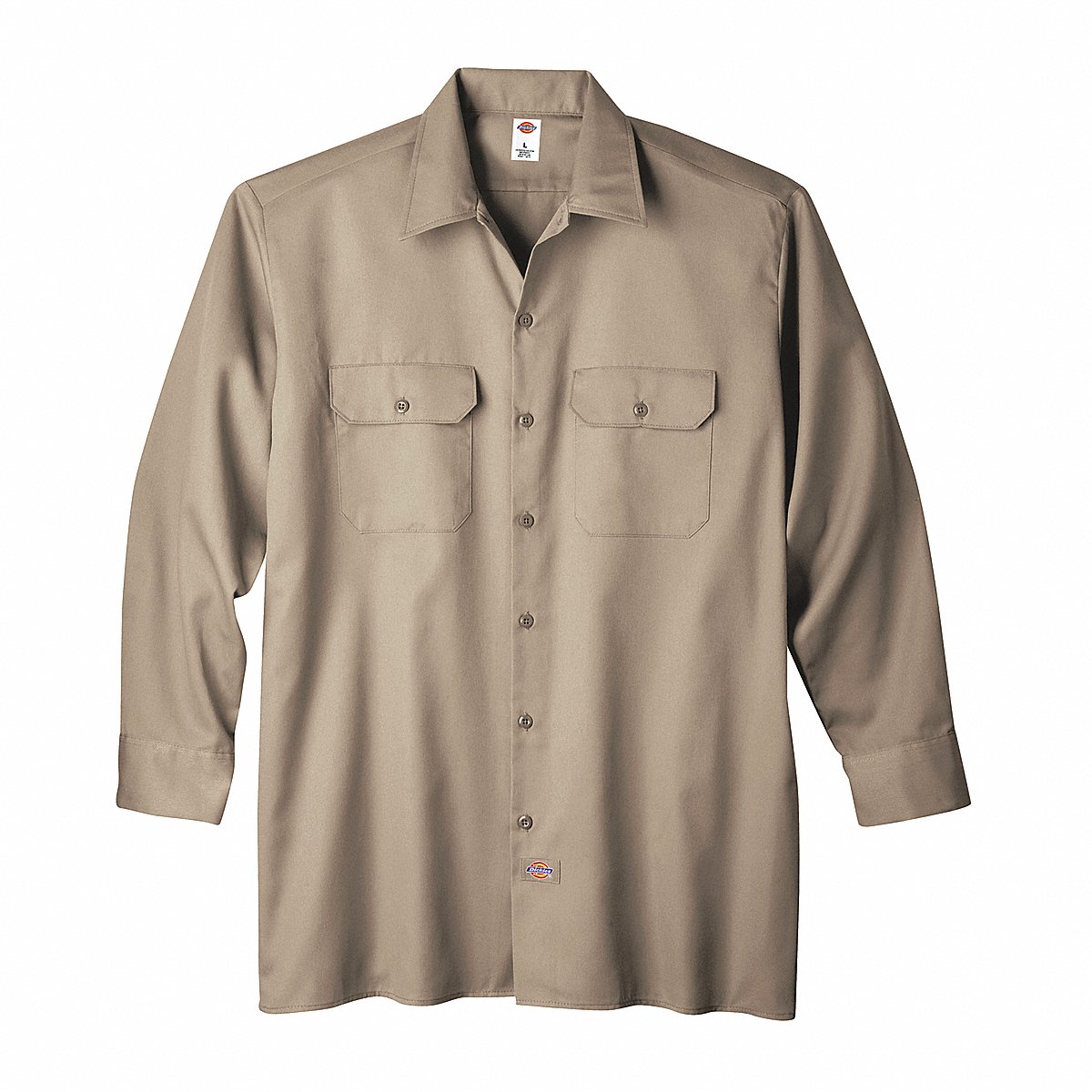 Dickies Long Sleeve Work Shirt, Twill, Khaki, M (5574KH RG M)