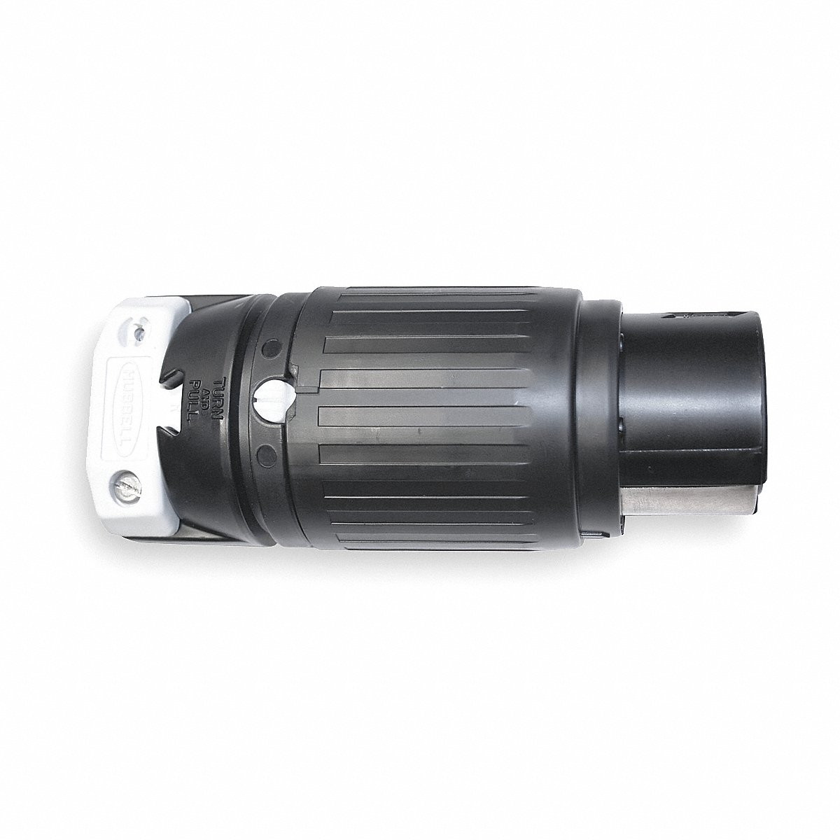 Hubbell Locking Connector, Straight, 50 Amp, Black and White Nylon, Non-NEMA (CS8164C)