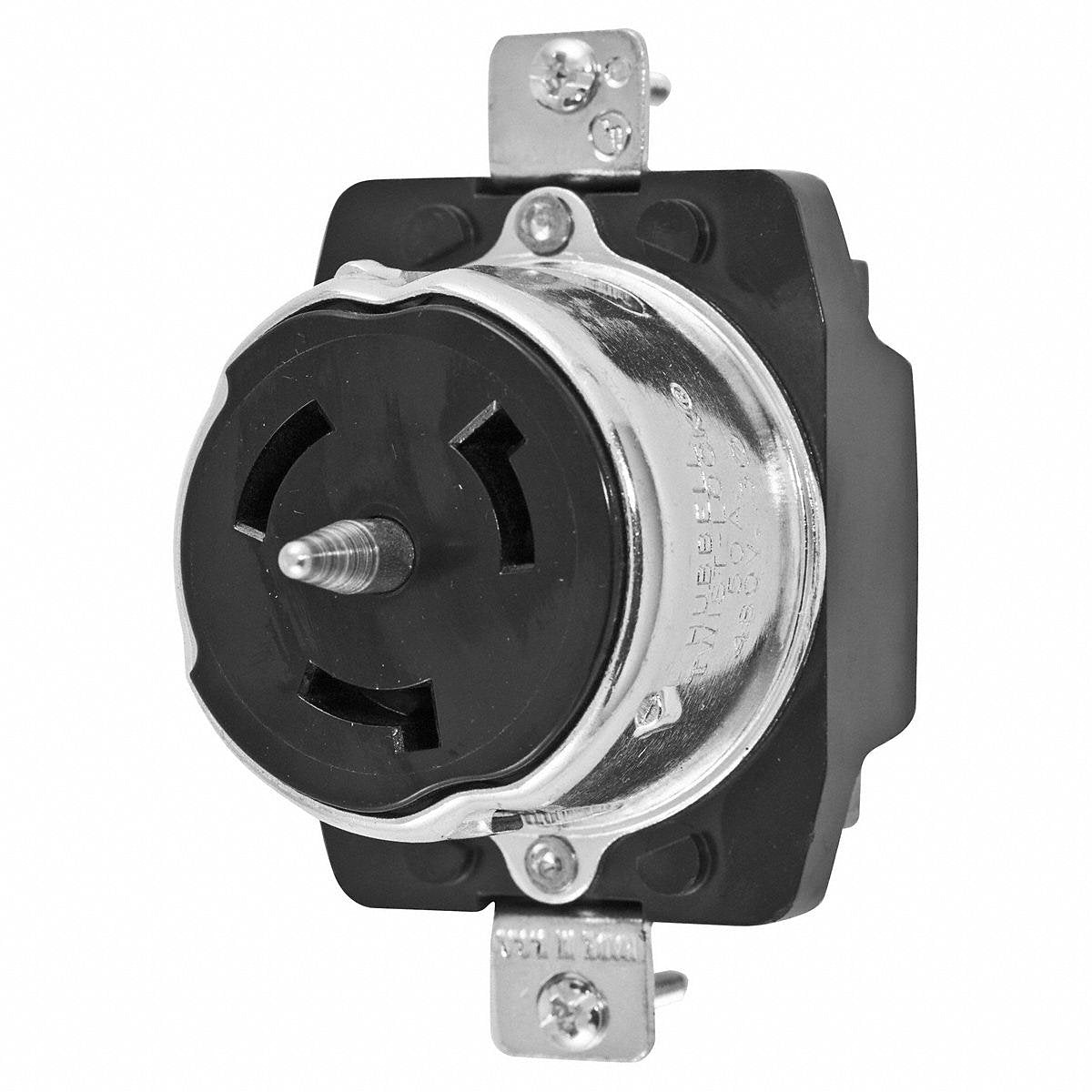 Hubbell Locking Receptacle, 50 Amp, Black Phenolic, Non-NEMA, Single ...