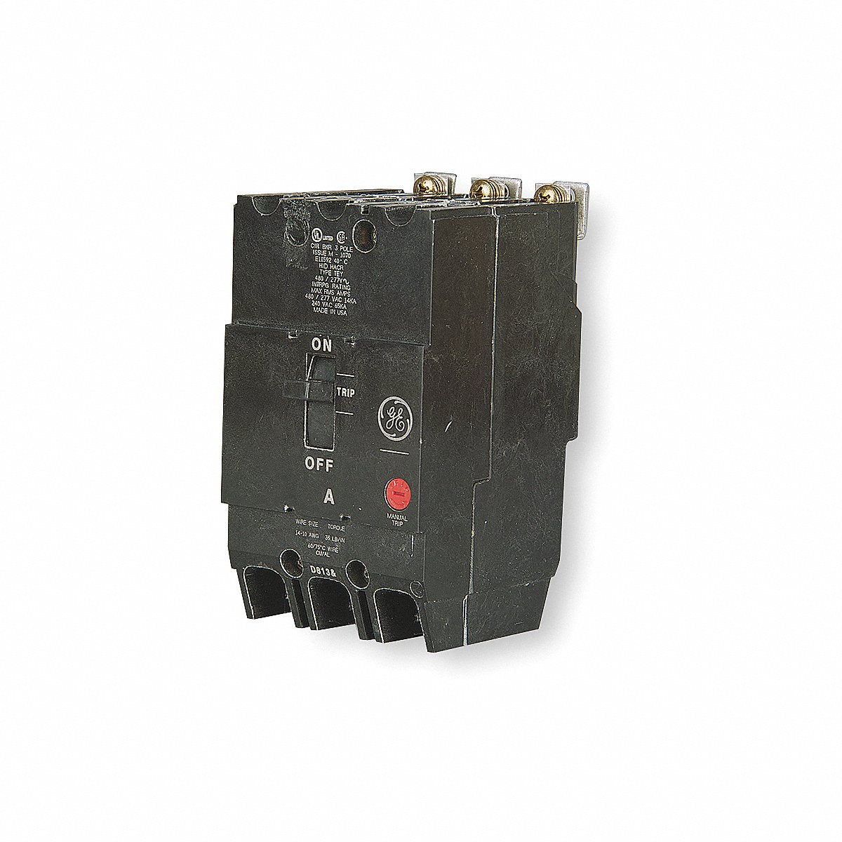 Ge Circuit Breaker, 15A, Bolt On, 277/480V, 3P (TEY315)