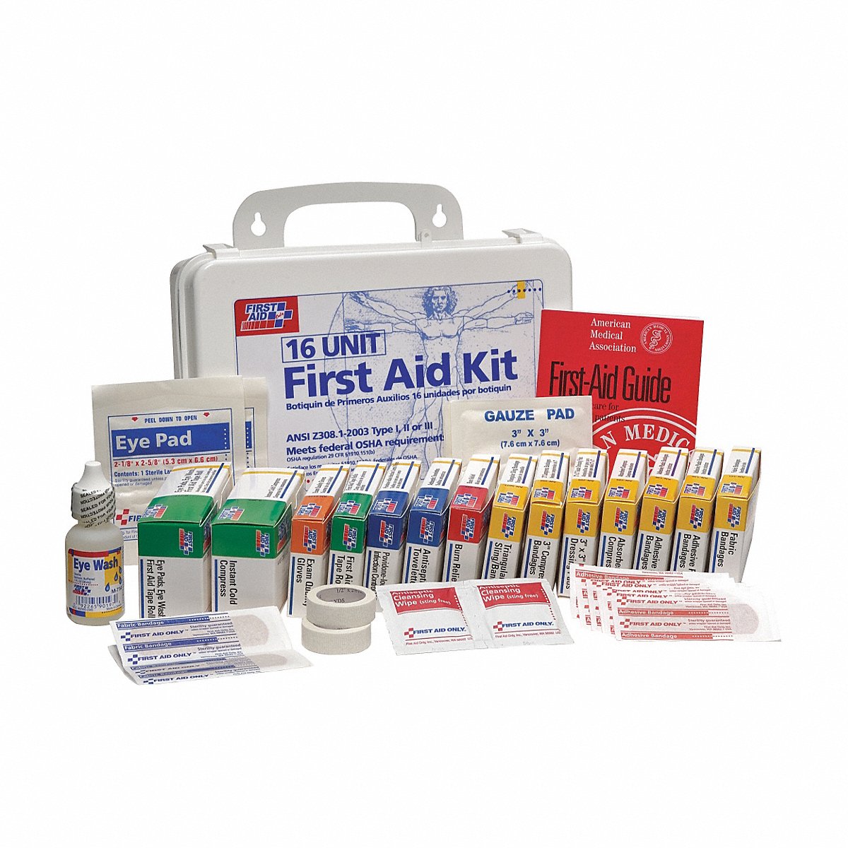 First Aid Only Wound Dressing Kit, 89Pcs, 2.5X10", Brown, 10" (3JNA7)