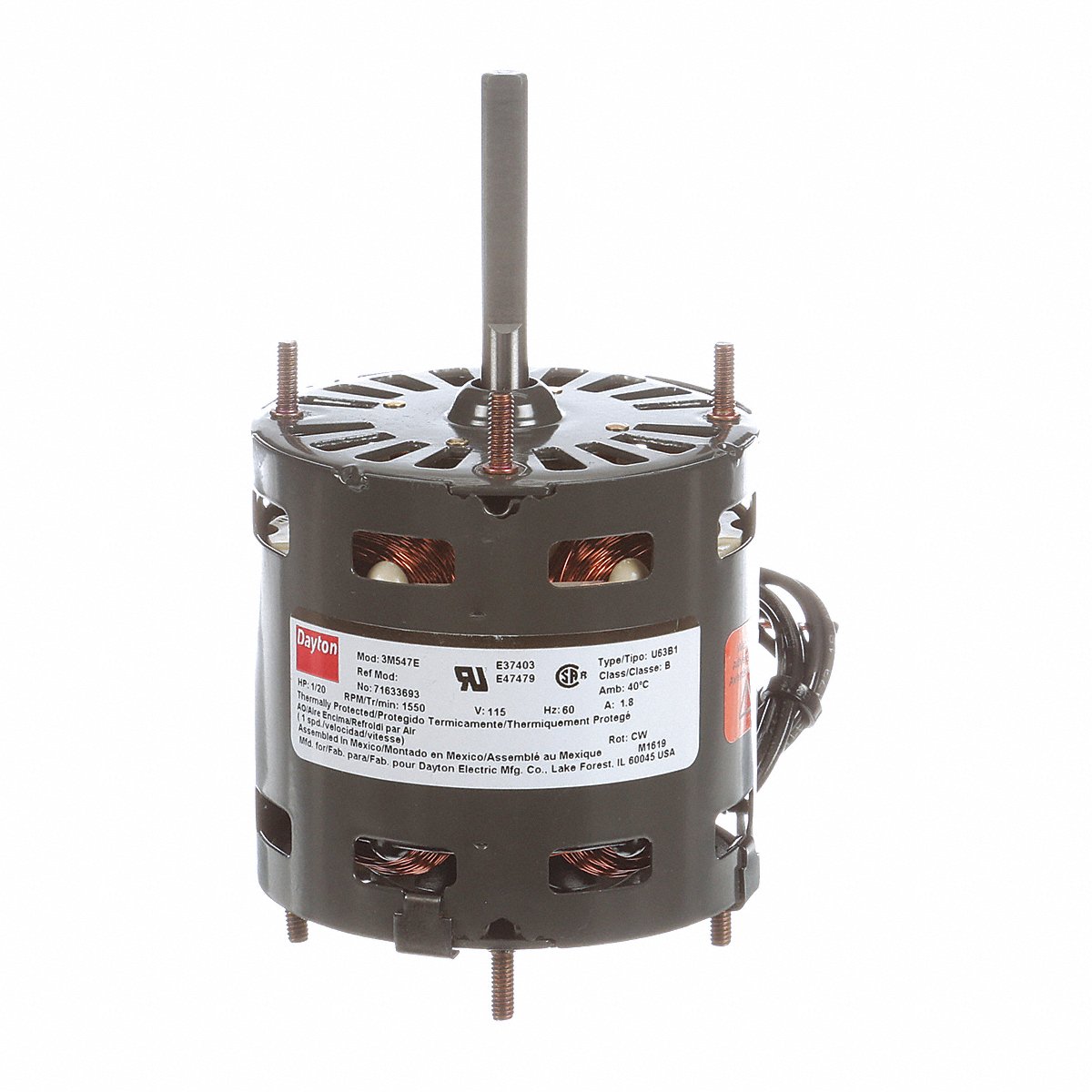 Dayton Motor, 1/20 Hp, 1550 Rpm, 3.3, 115V (71633693M)