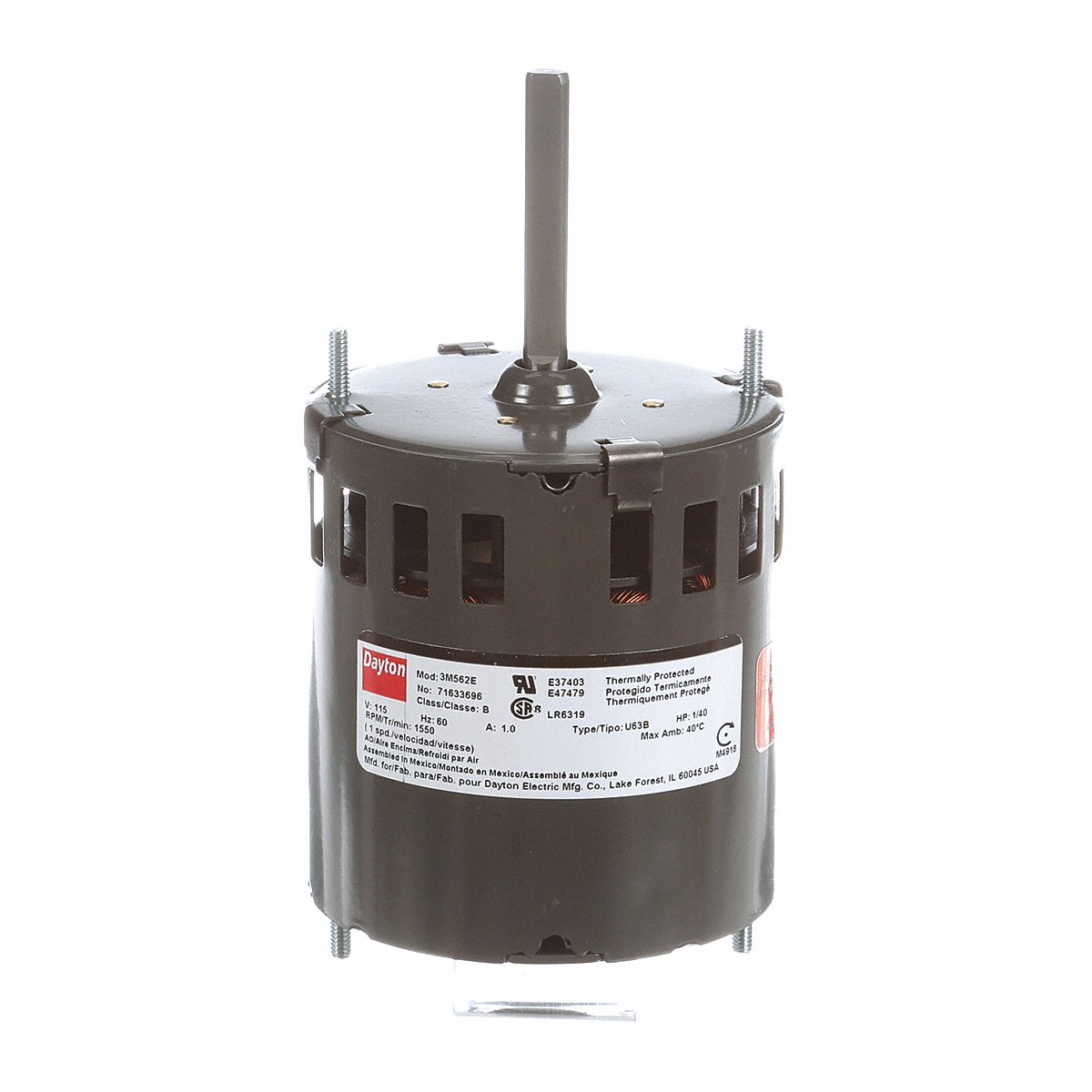 Dayton Motor, 1/40 Hp, 1550 Rpm, 3.3, 115V (71633696M)