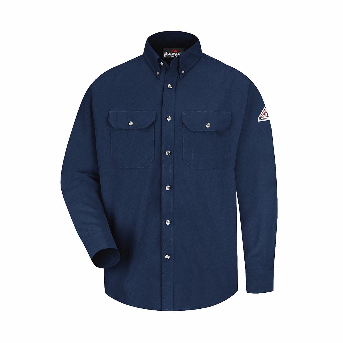 Bulwark FR Long Sleeve Button Shirt, Navy, Large (SMU2NV RG L)