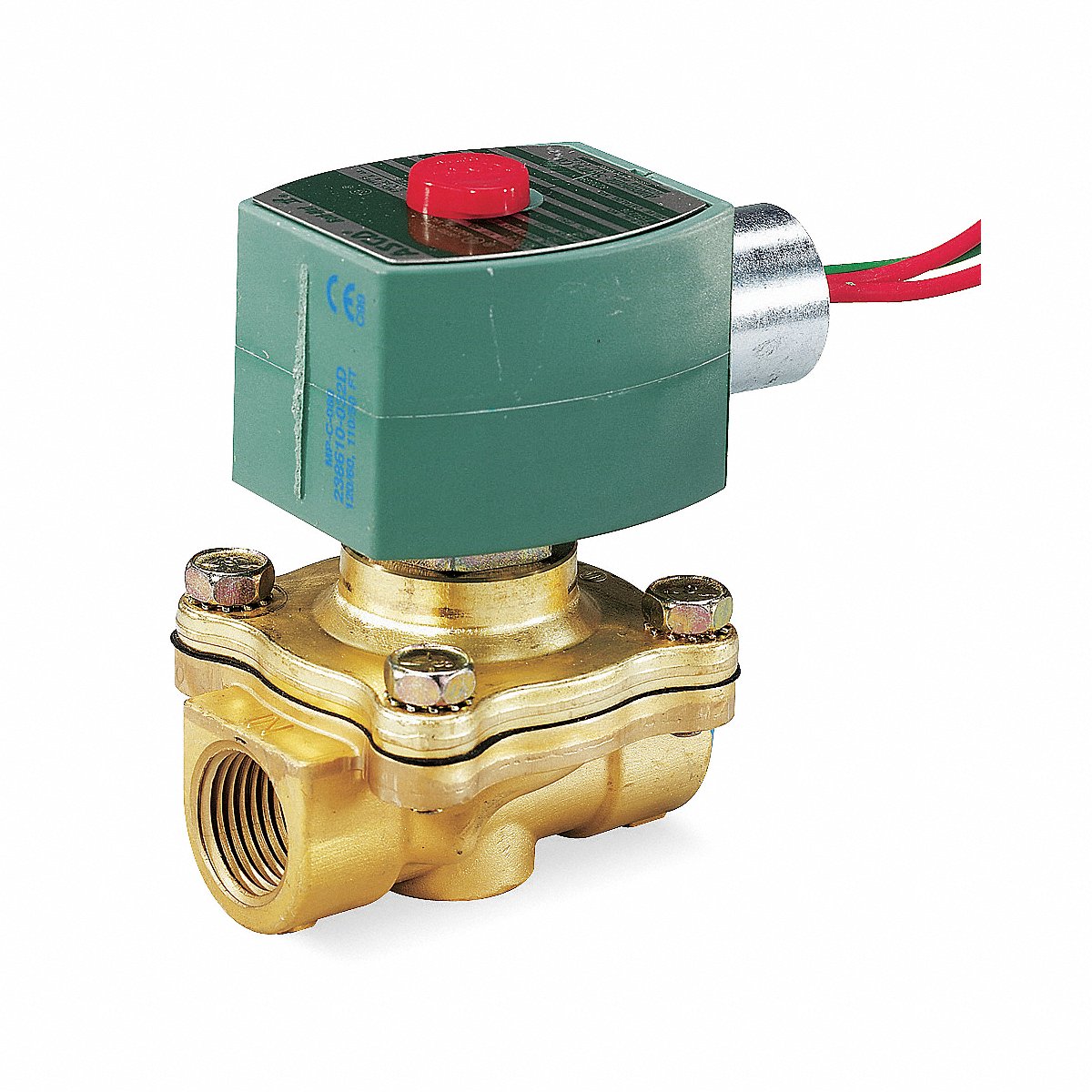 RedHat Solenoid Valve, Brass, Normally Open, Air/Inert Gas (8210G034)