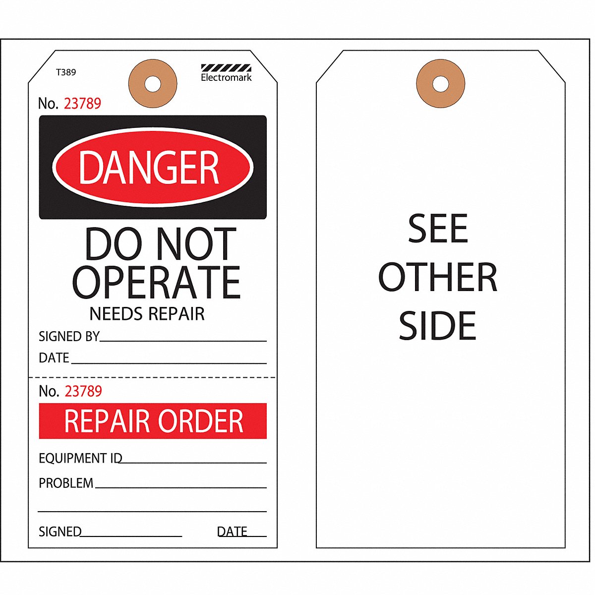 Electromark Tag, White, 5-3/4" x 2-7/8", Pack of 100 (Y625854)