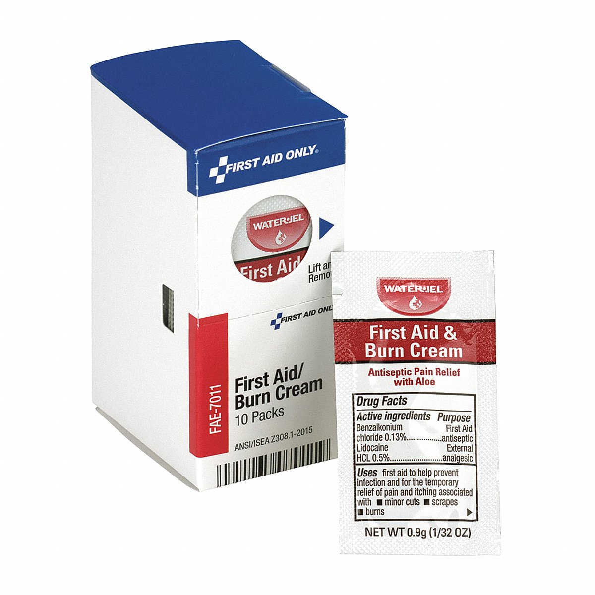 First Aid Only Topical Burn Cream, 0.03 Oz, Pk10 (FAE-7011)