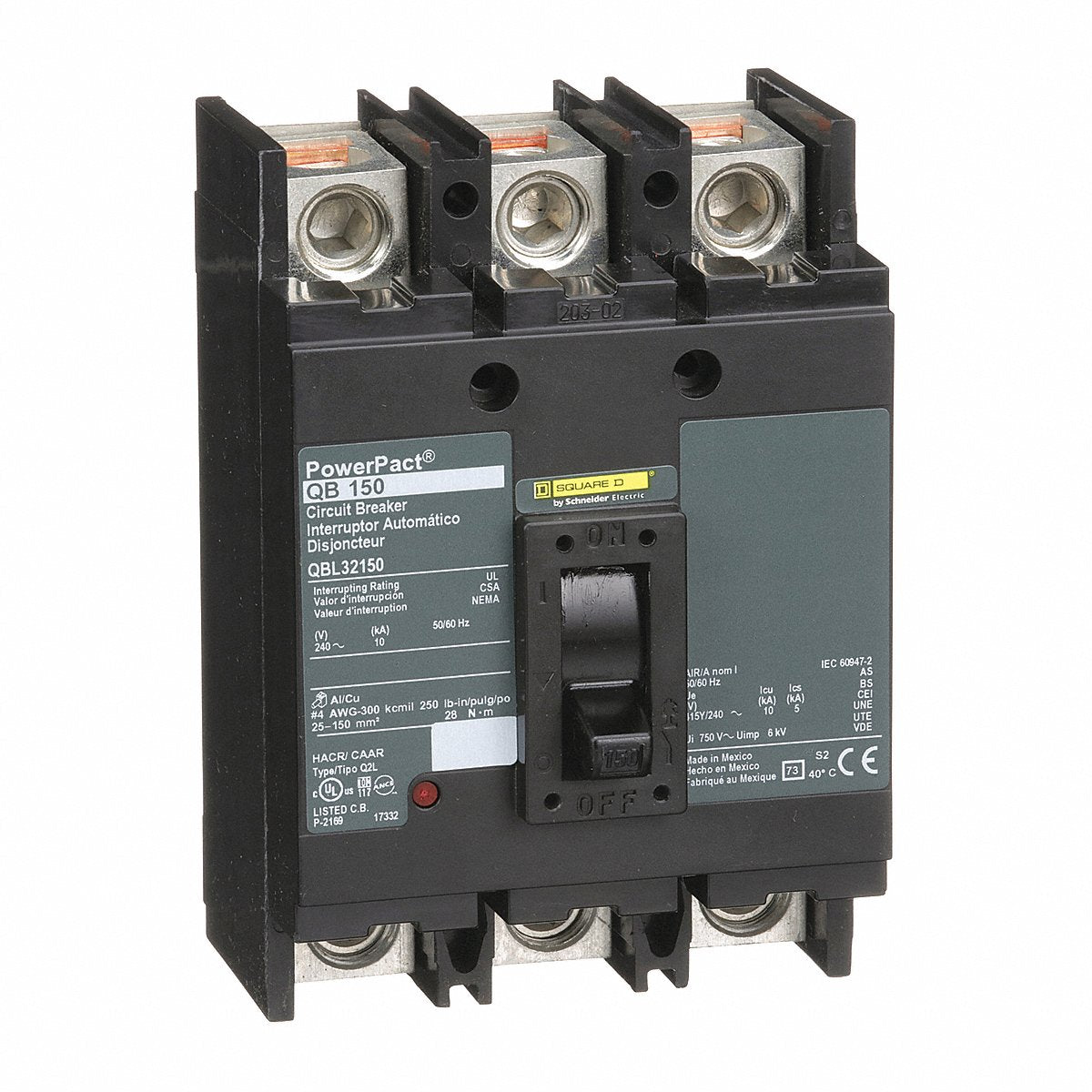 Square D Circuit Breaker, 150A, 3P, 240Vac, Qb (QBL32150)