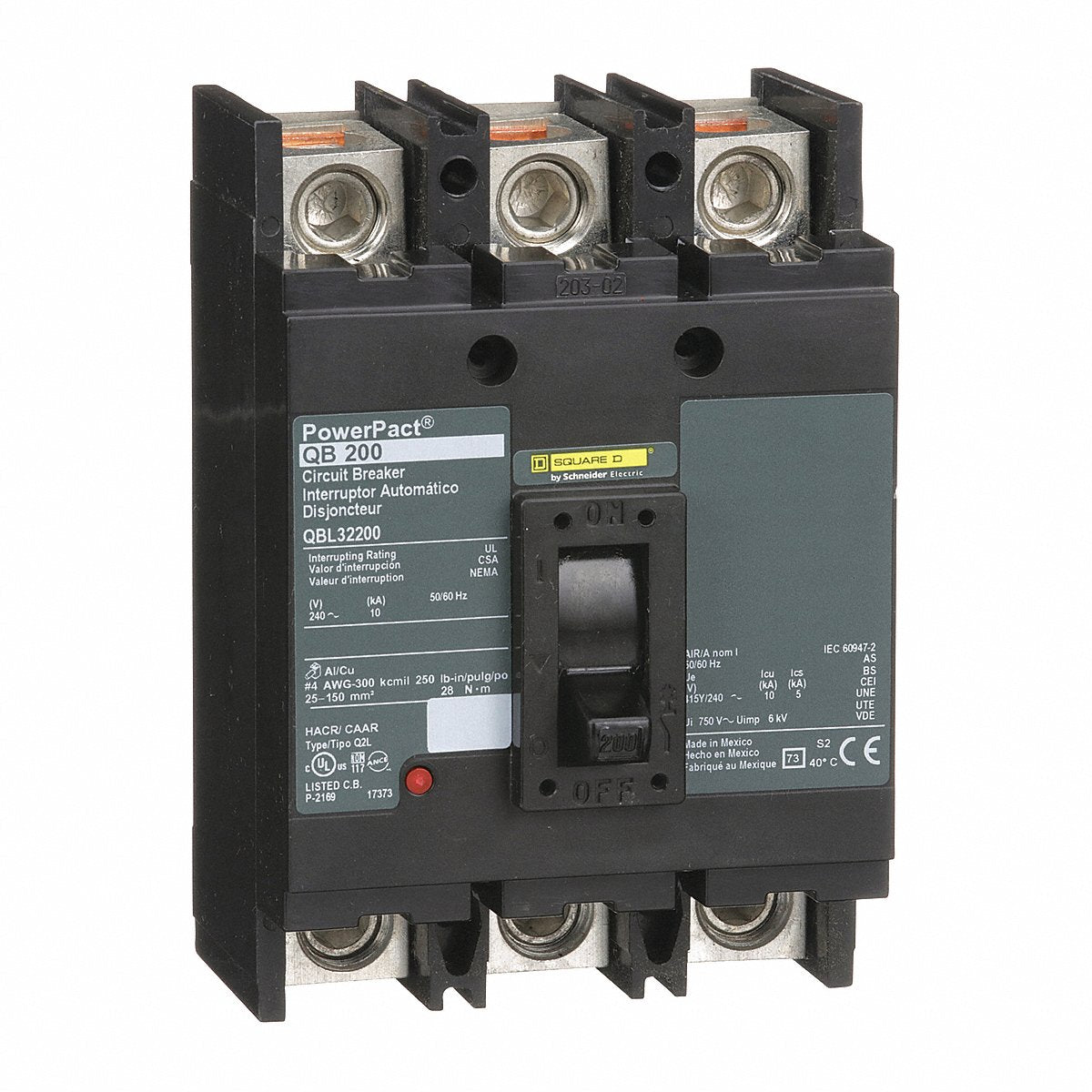 Square D Circuit Breaker, 200A, 3P, 240Vac, Qb (QBL32200)