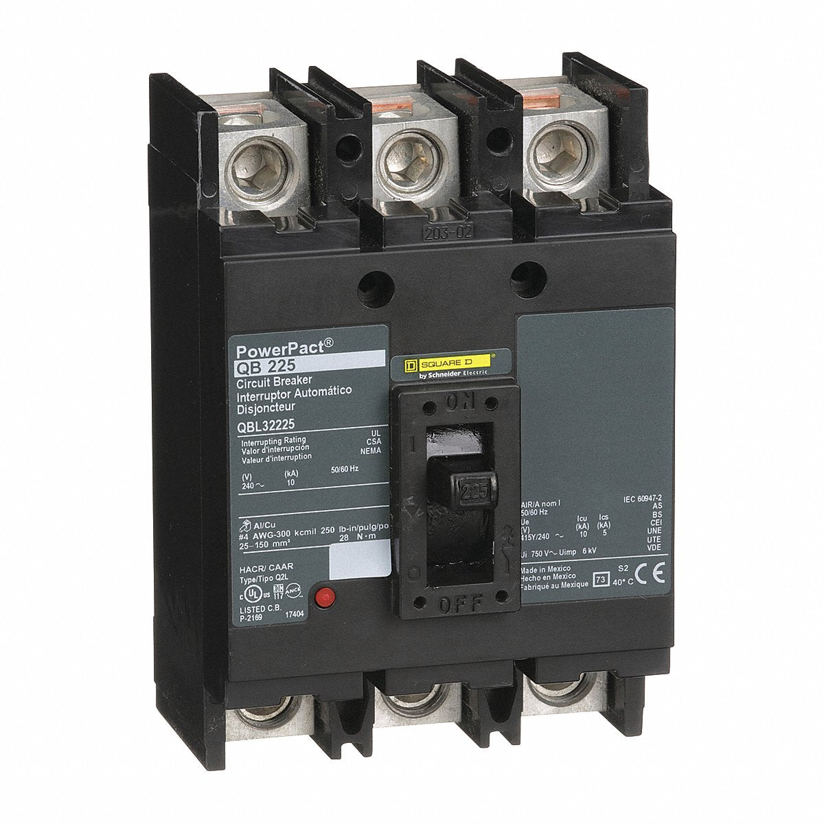 Square D Circuit Breaker, 225A, 3P, 240Vac, Qb (QBL32225)