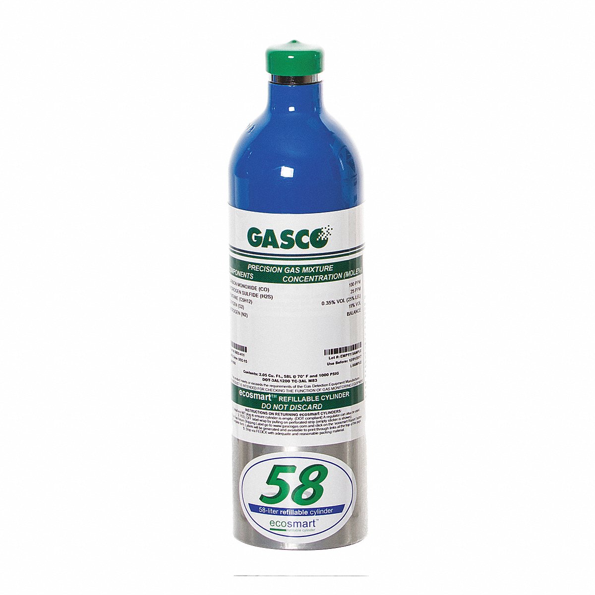 Gasco Calibration Gas Cylinder Capacity 58 L (X05NI80CA580011)