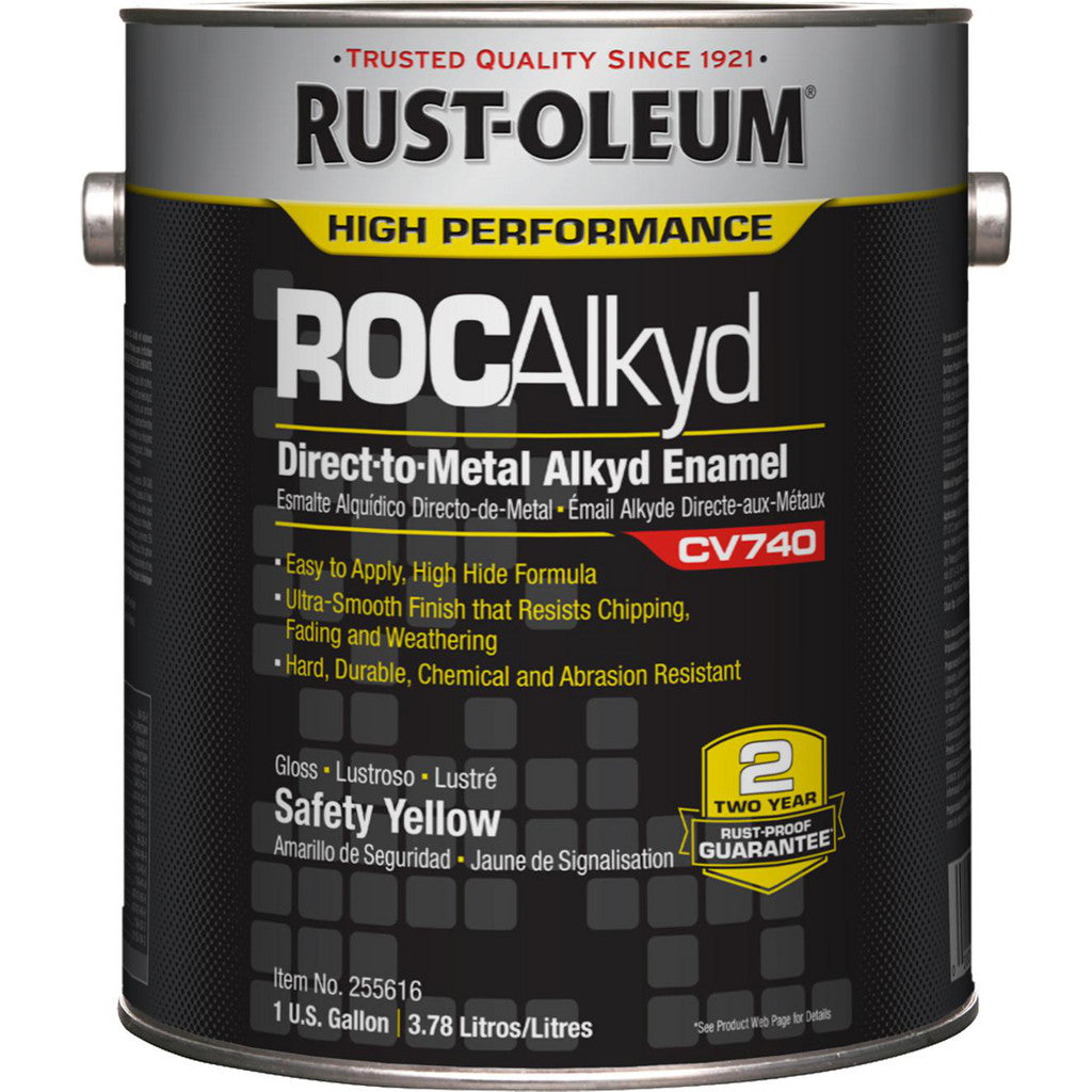 Rust-Oleum 255616 ROCAlkyd CV740 Direct-to-Metal Alkyd Enamel, Safety Yellow, Gloss, 1 Gallon