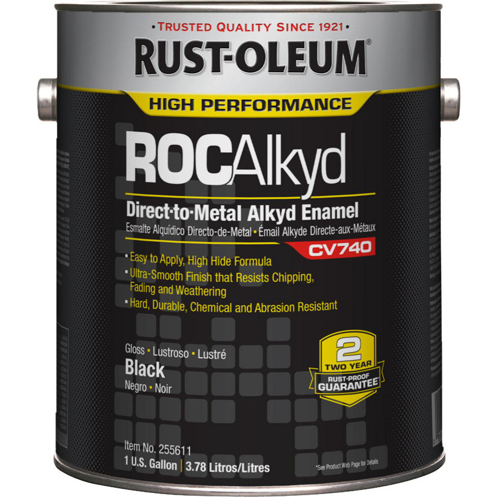 Rust-Oleum 255611 ROCAlkyd CV740 Direct-to-Metal Alkyd Enamel, Black, Gloss, 1 Gallon