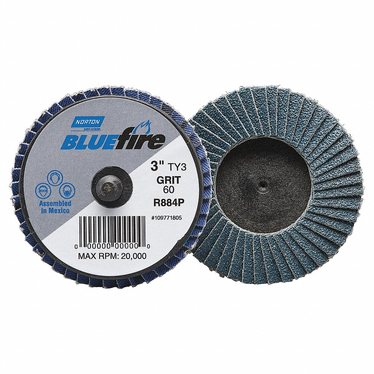 Norton J 5078 Flap Disc 3 in Dia P 80 Grit Type 27 (77696090173)