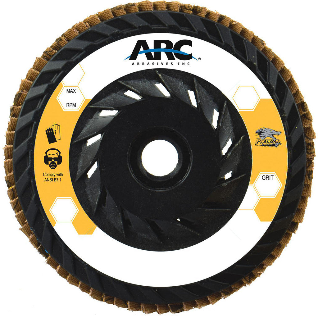 ARC Abrasives 71-10915HE Flap Discs; Disc Diameter: 4-1/2; Center Hole Thread Size: 5/8-11; Flap Disc Type: Type 29; Grade: Coarse; Attachment Type: Hub; Abrasive Material: Ceramic Alumina (Pack of 10)