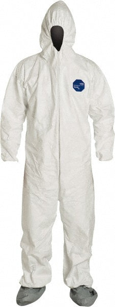 Dupont TY122SWH5X002500 Disposable Coveralls: Abrasion Protection, Size 5X-Large, 1.2000 oz, Tyvek 400, Zipper Closure