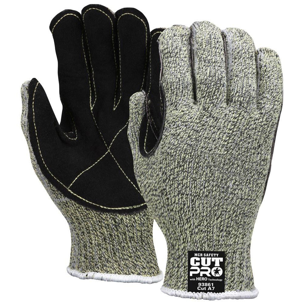 MCR Safety 93861M Cut & Abrasion-Resistant Gloves: MCR Safety Size Medium, ANSI Cut A7, Kevlar Lined, Leather, Kevlar, Stainless Steel & Nylon