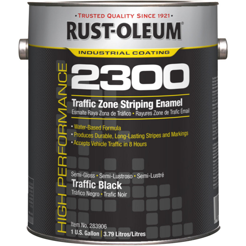 Rust-Oleum 283906 2300 System Traffic Zone Striping Paint, Traffic Black, Semi-Gloss, 1 Gallon